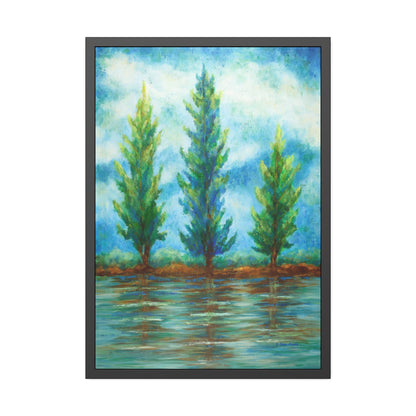 Three River Pines Paper Print, Framed