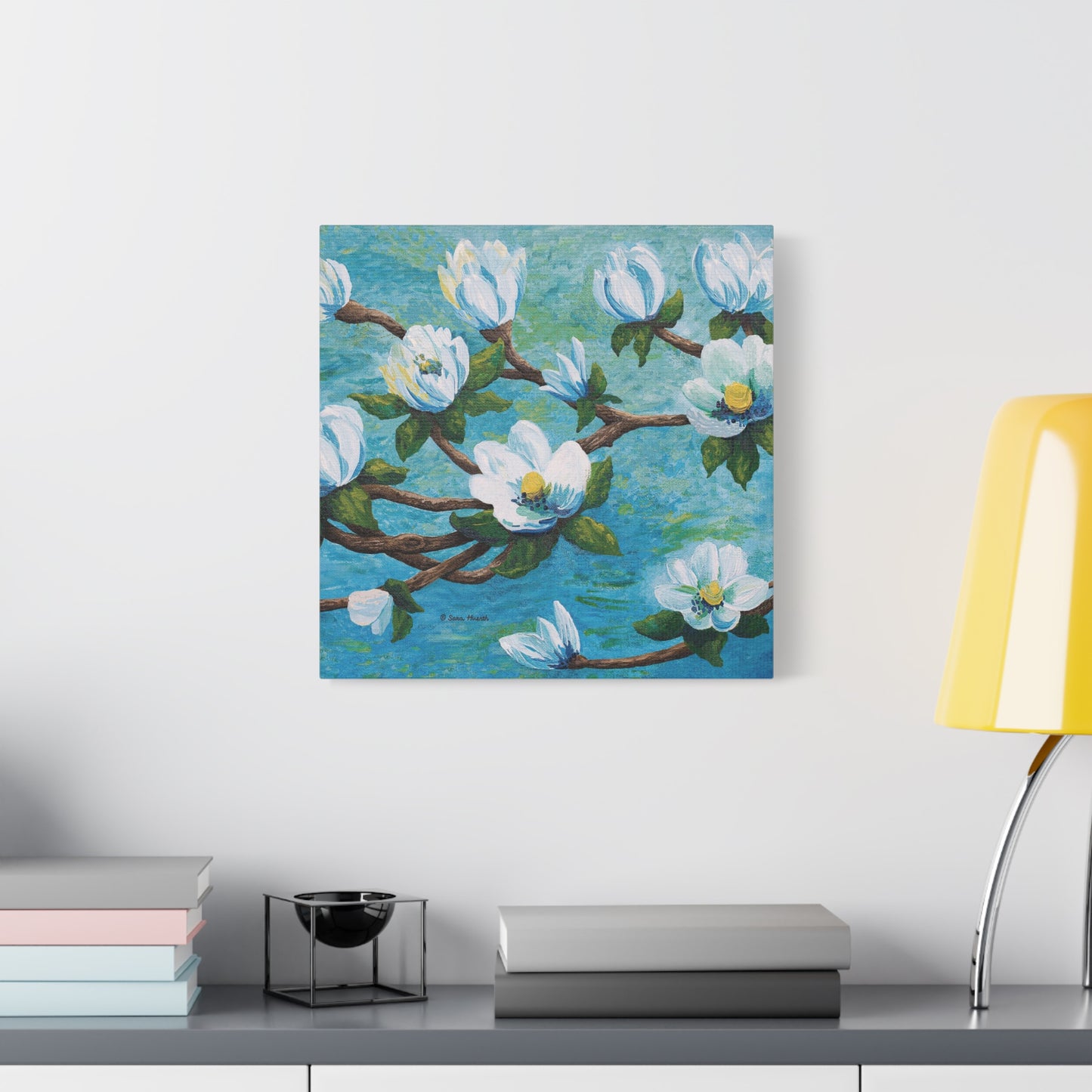 Magnolia Over Water Canvas Print