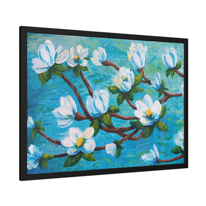 Magnolia Over Water Paper Print, Framed