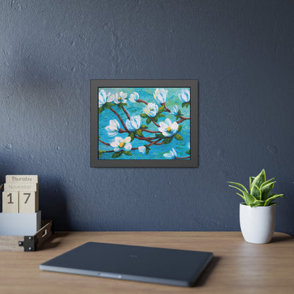 Magnolia Over Water Paper Print, Framed