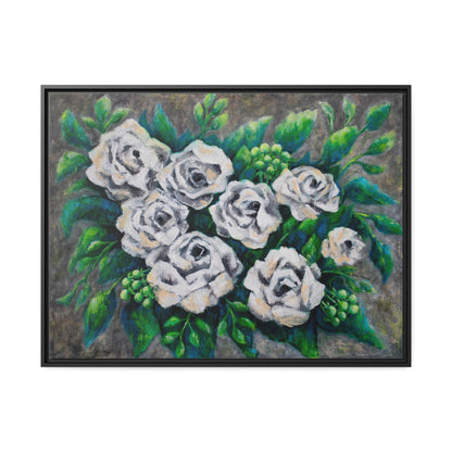 Rose Bouquet Burst Canvas Print, Black Frame