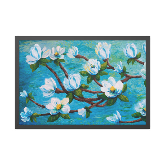 Magnolia Over Water Paper Print, Framed