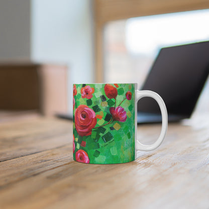 Roses and Confetti Painting Mug 11oz