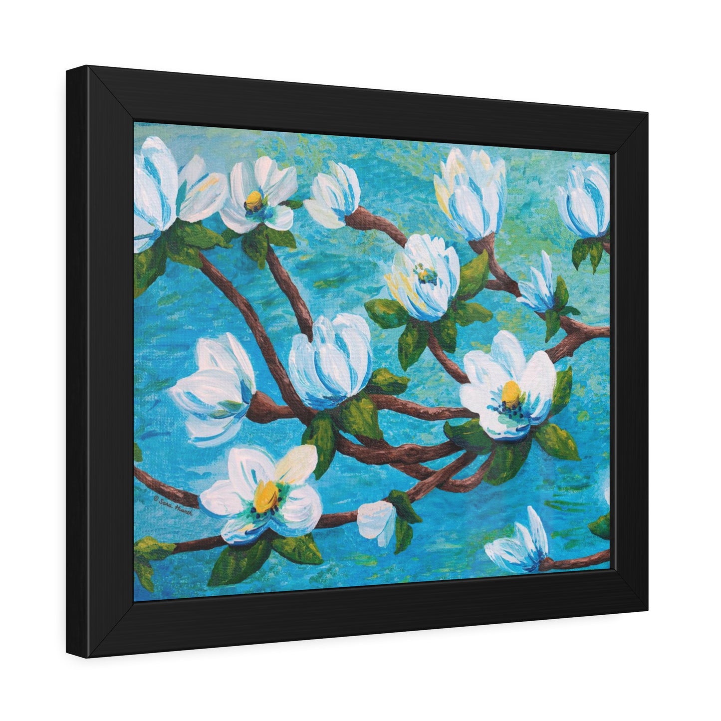 Magnolia Over Water Paper Print, Framed