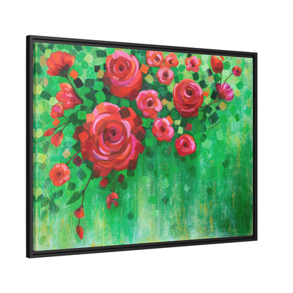 Roses and Confetti Canvas Print, Black Frame