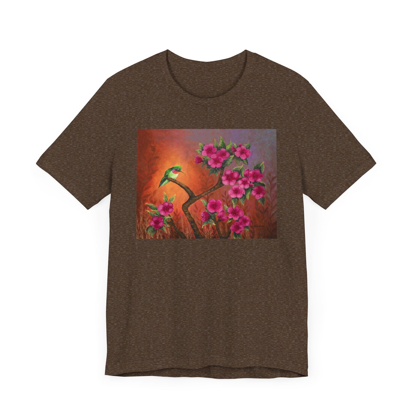 Hummingbird Sunset Painting Adult Unisex Jersey Short Sleeve T-Shirt