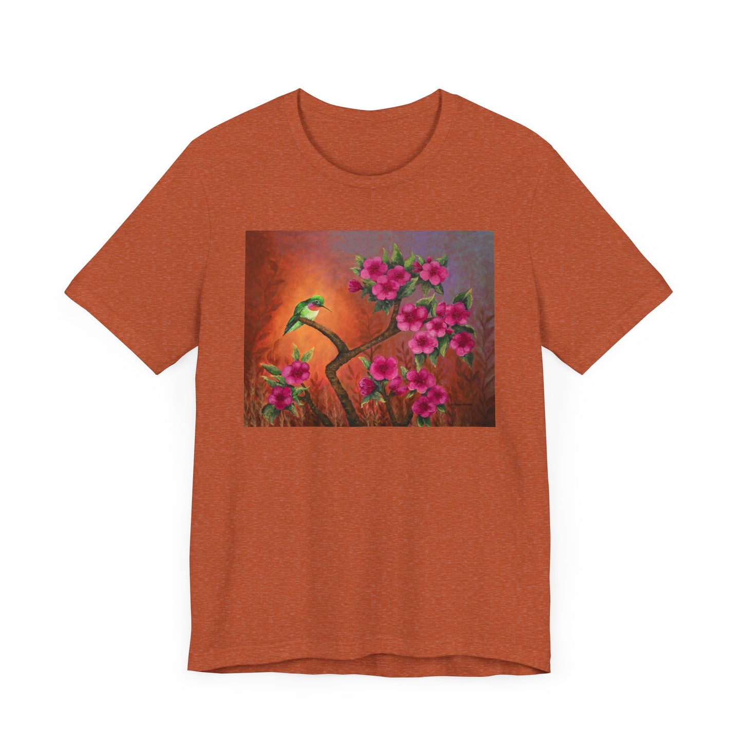 Hummingbird Sunset Painting Adult Unisex Jersey Short Sleeve T-Shirt