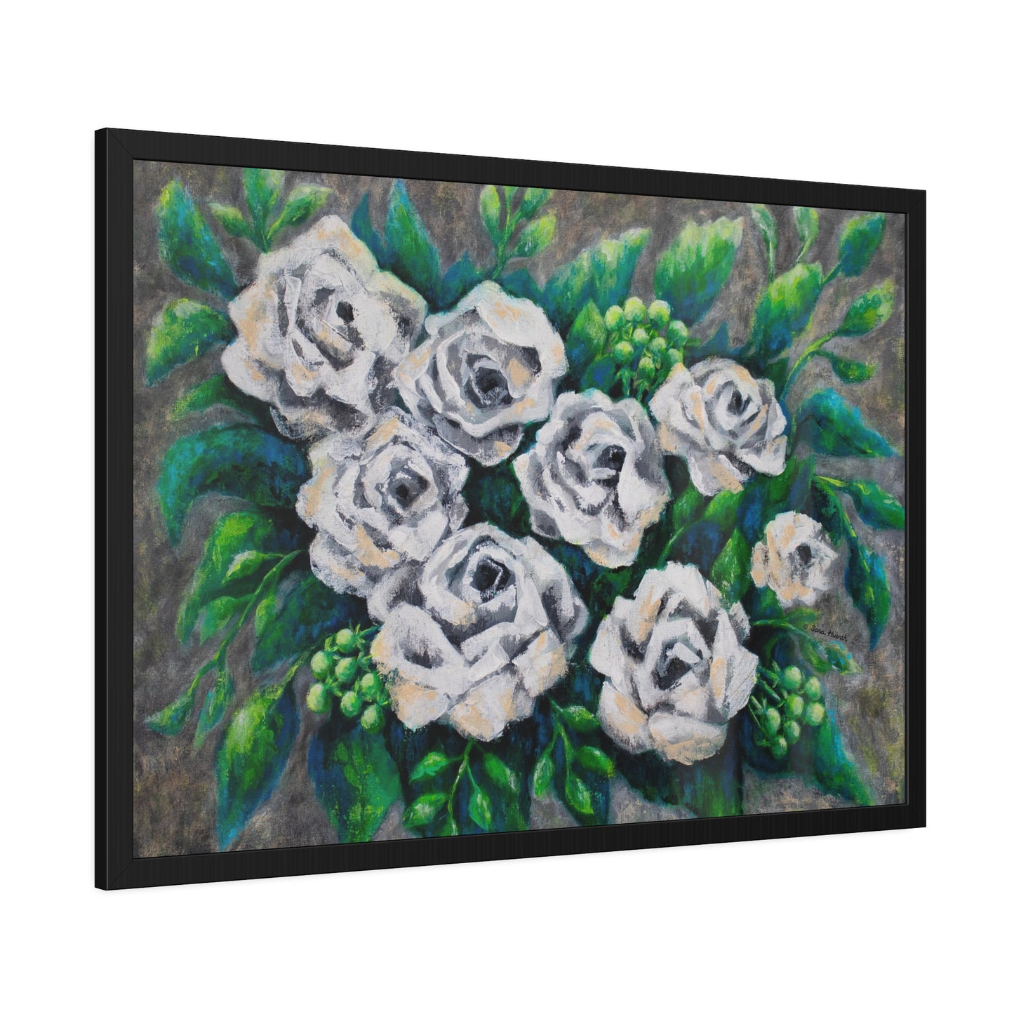 Rose Bouquet Burst Paper Print, Framed