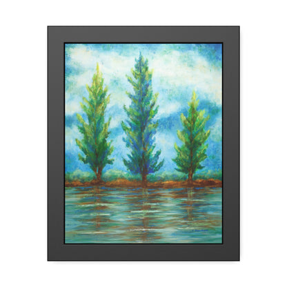 Three River Pines Paper Print, Framed