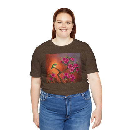 Hummingbird Sunset Painting Adult Unisex Jersey Short Sleeve T-Shirt