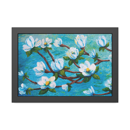 Magnolia Over Water Paper Print, Framed