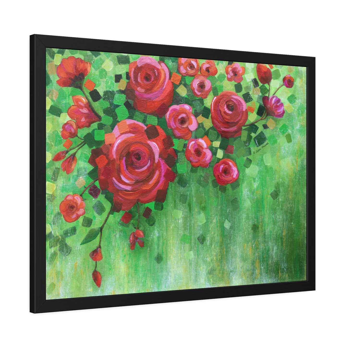 Roses and Confetti Paper Print, Framed