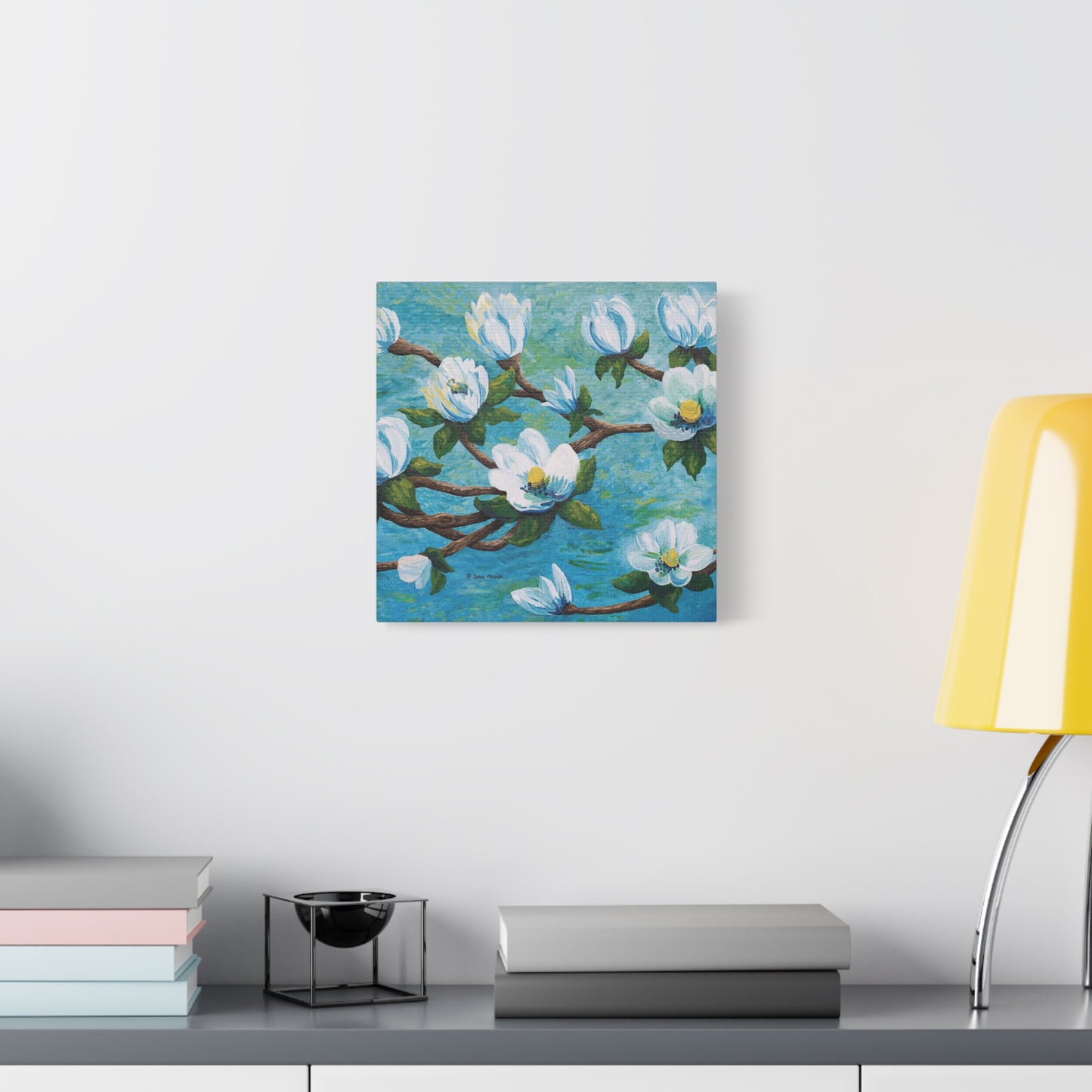 Magnolia Over Water Canvas Print