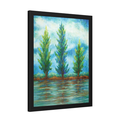 Three River Pines Paper Print, Framed