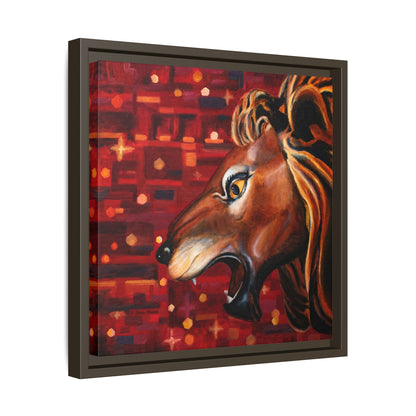 Carousel Lion Canvas Print, Framed