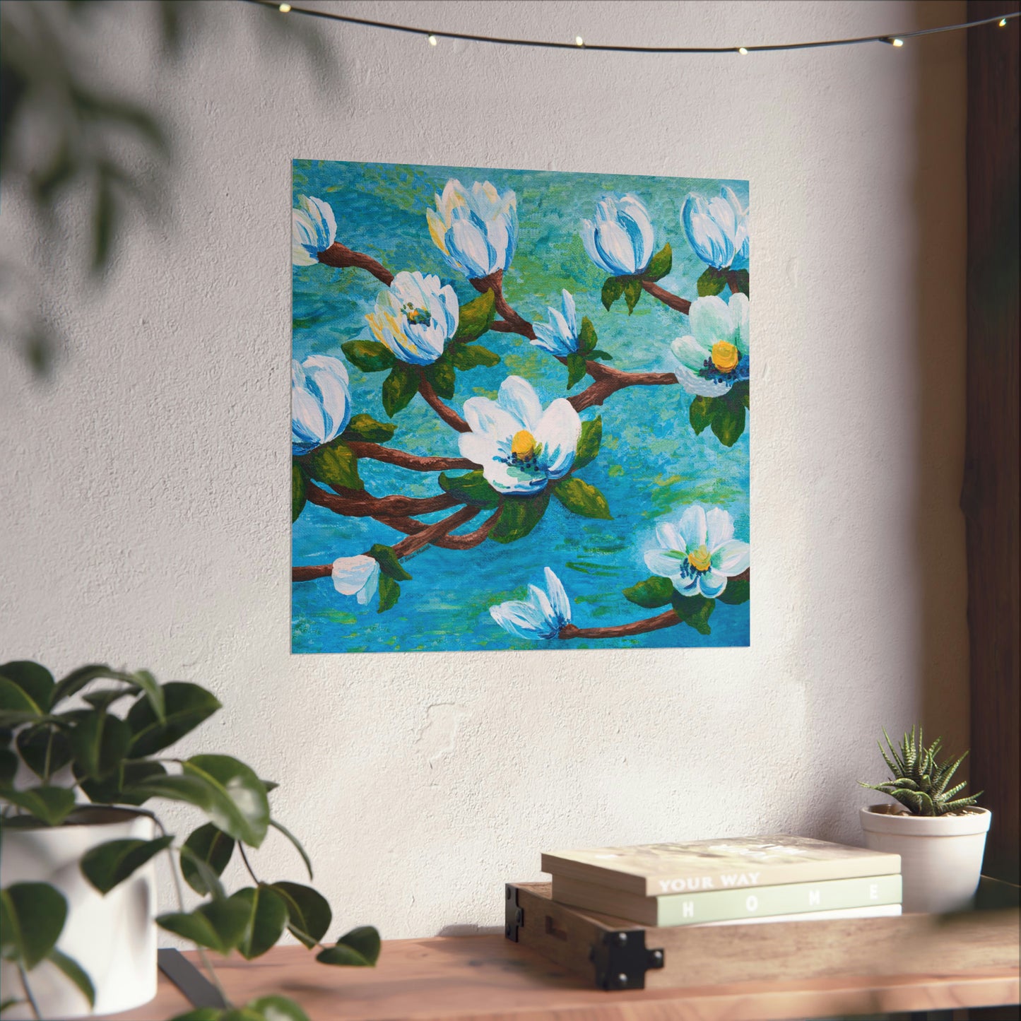 Magnolia Over Water Fine Art Paper Print