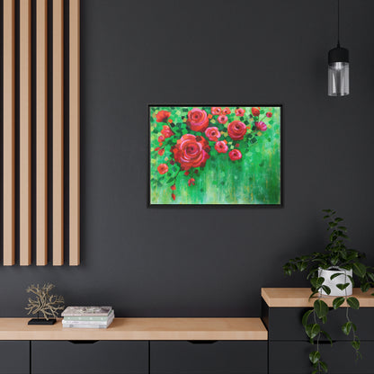 Roses and Confetti Canvas Print, Black Frame