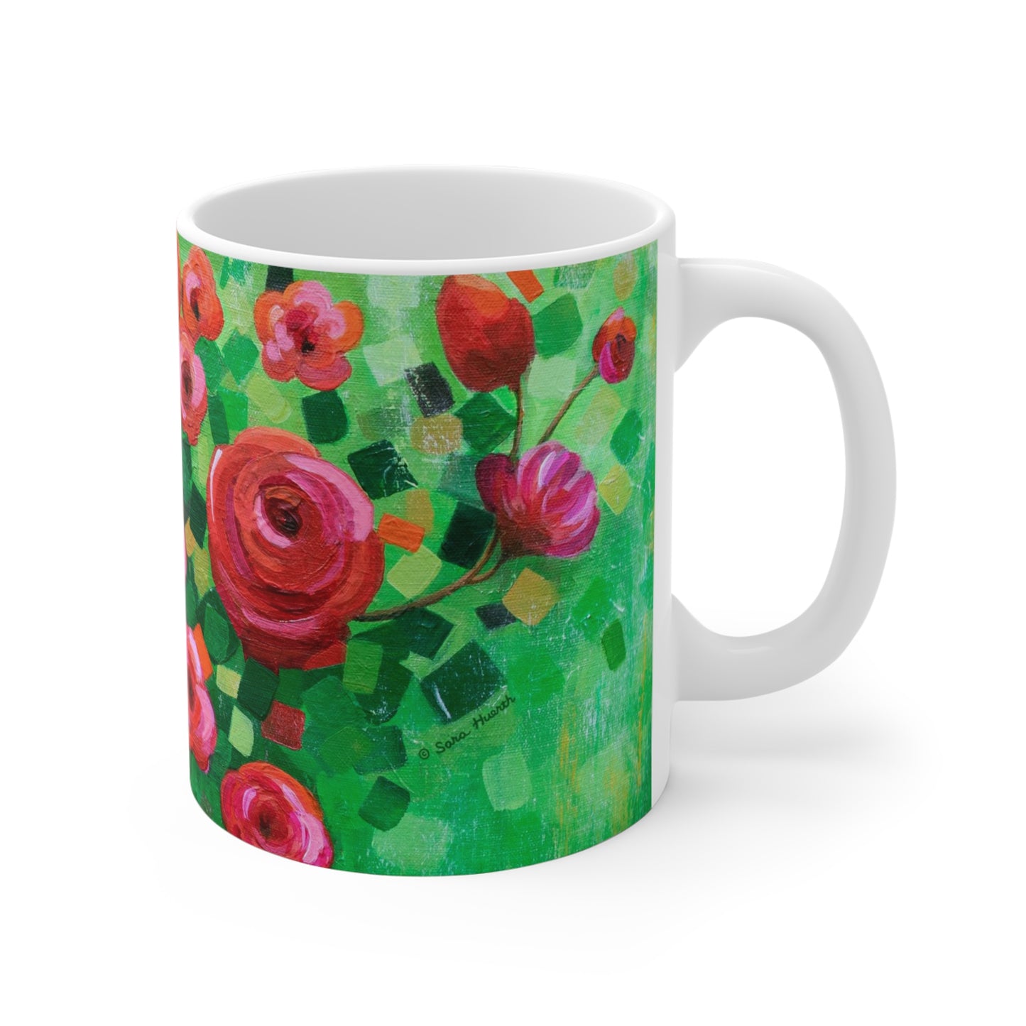 Roses and Confetti Painting Mug 11oz