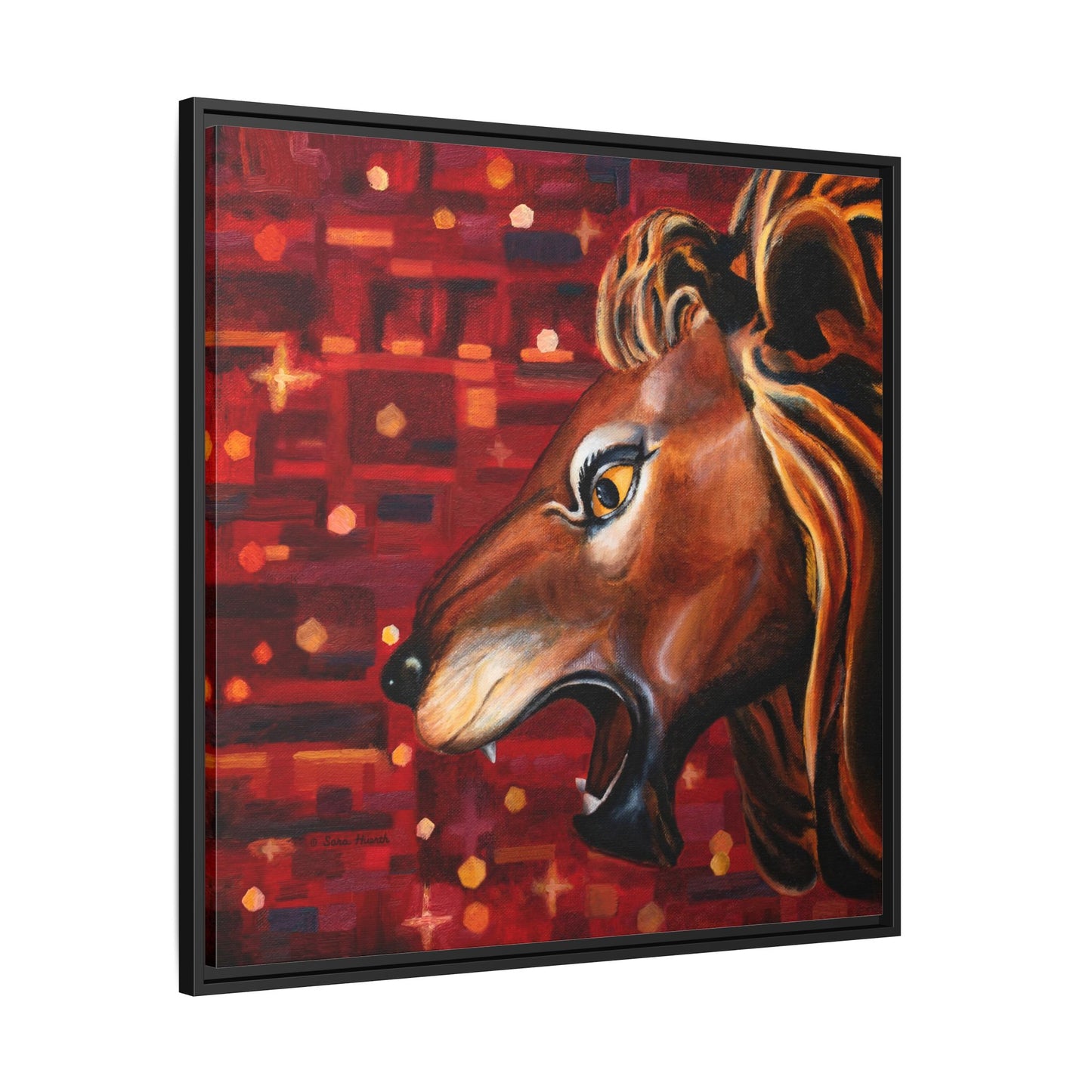 Carousel Lion Canvas Print, Framed