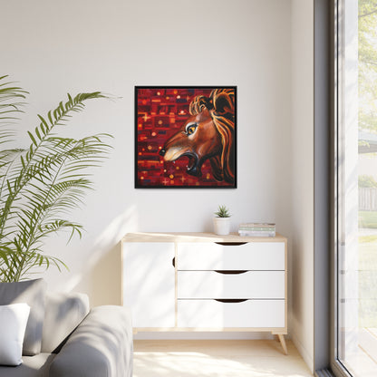 Carousel Lion Canvas Print, Black Frame