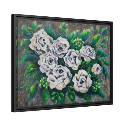 Rose Bouquet Burst Canvas Print, Black Frame