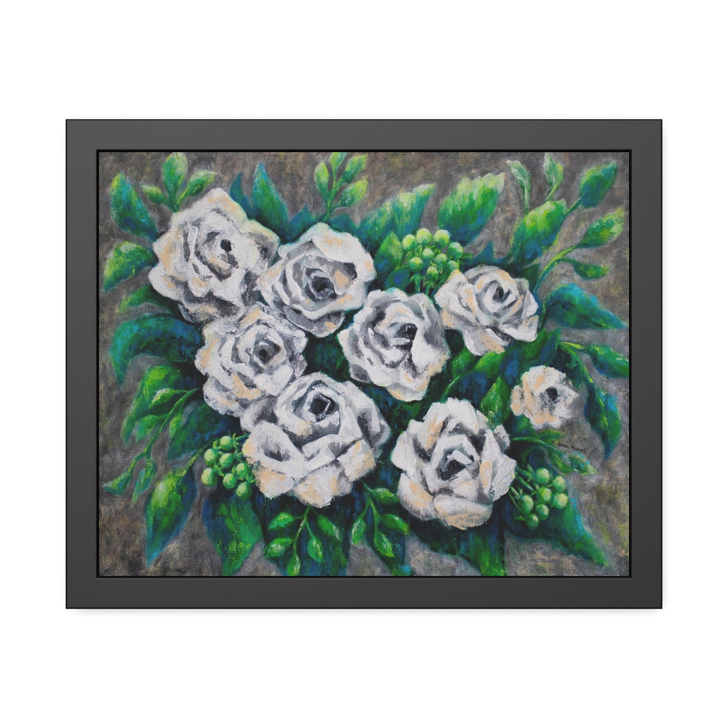 Rose Bouquet Burst Paper Print, Framed