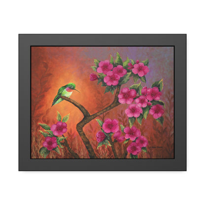 Hummingbird Sunset Paper Print, Framed