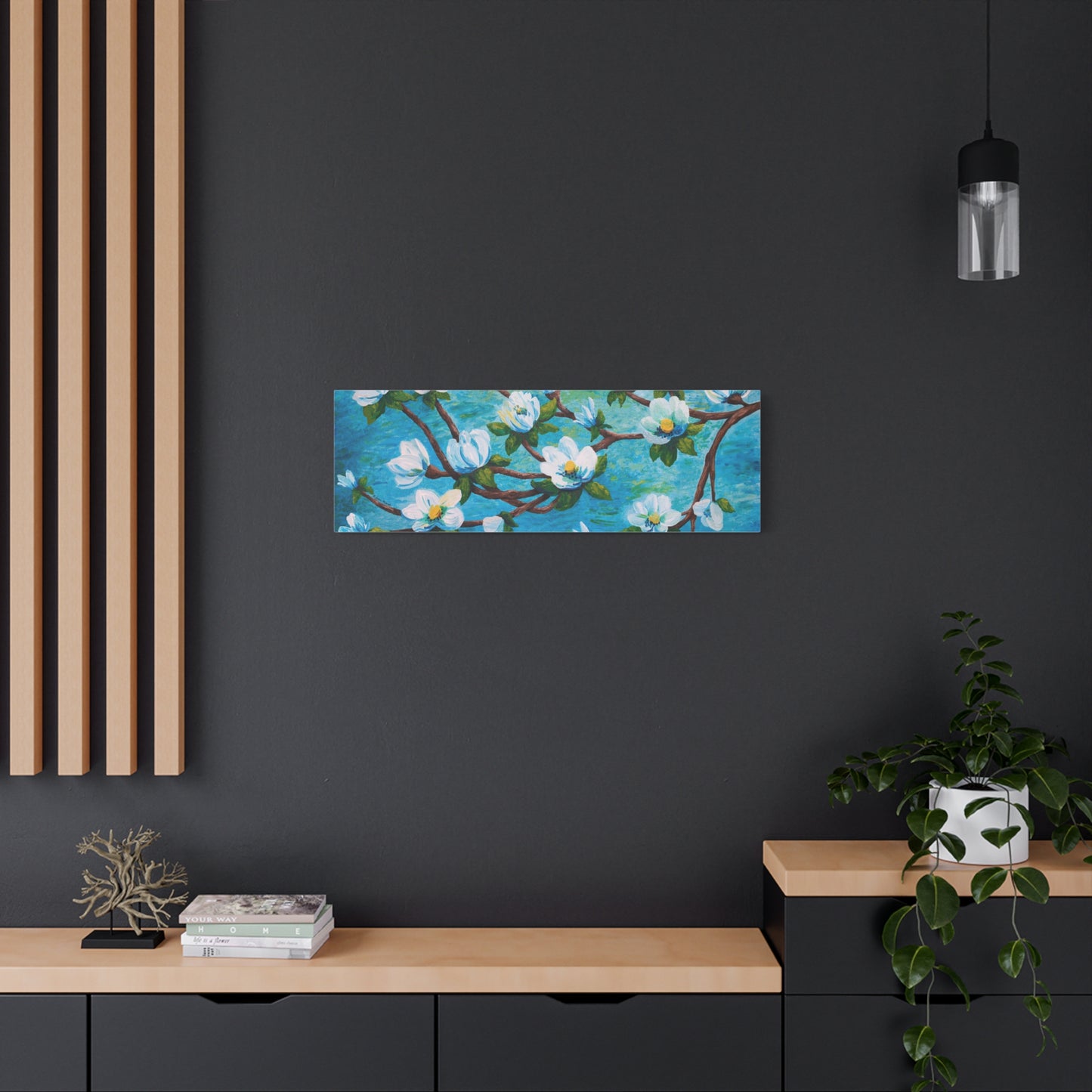 Magnolia Over Water Canvas Print