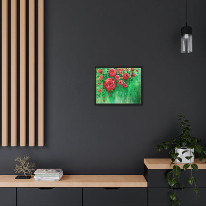 Roses and Confetti Canvas Print, Black Frame