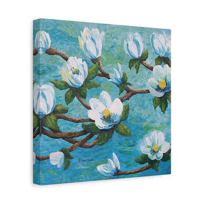 Magnolia Over Water Canvas Print