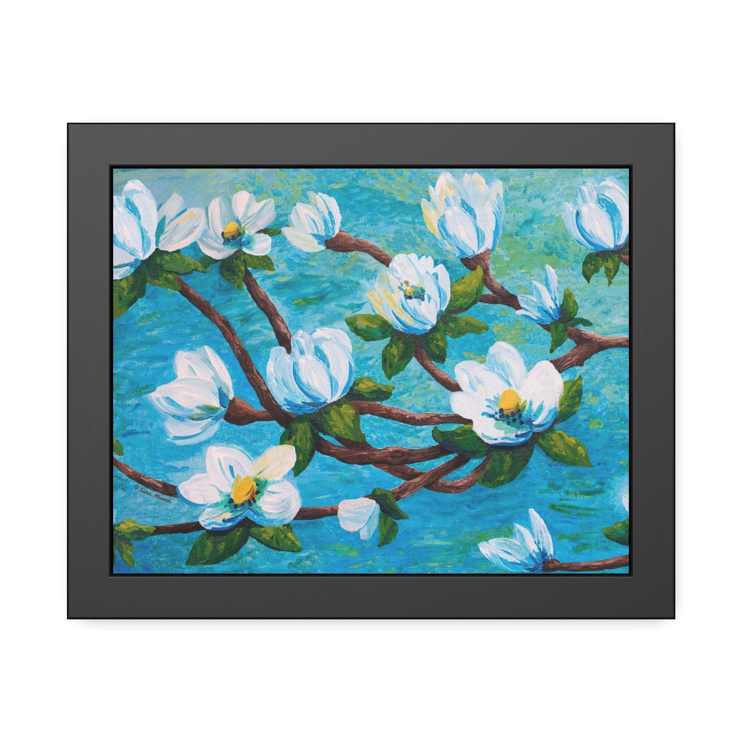 Magnolia Over Water Paper Print, Framed