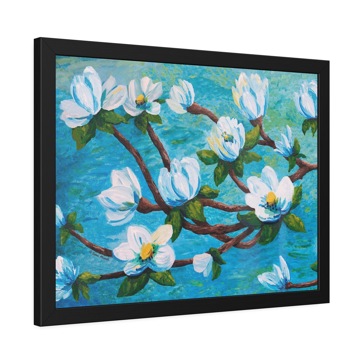 Magnolia Over Water Paper Print, Framed