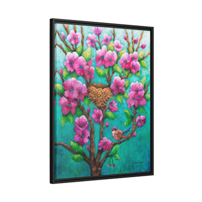 Purple Fairy Wren Canvas Print, Black Frame