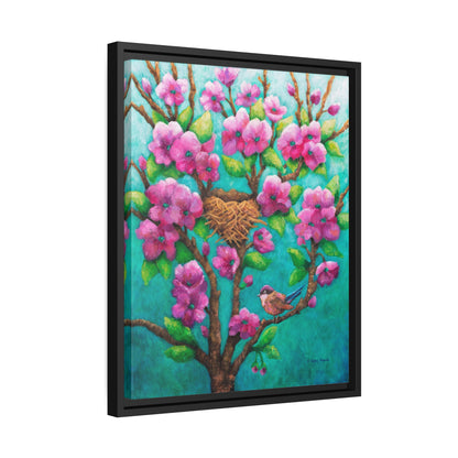 Purple Fairy Wren Canvas Print, Black Frame