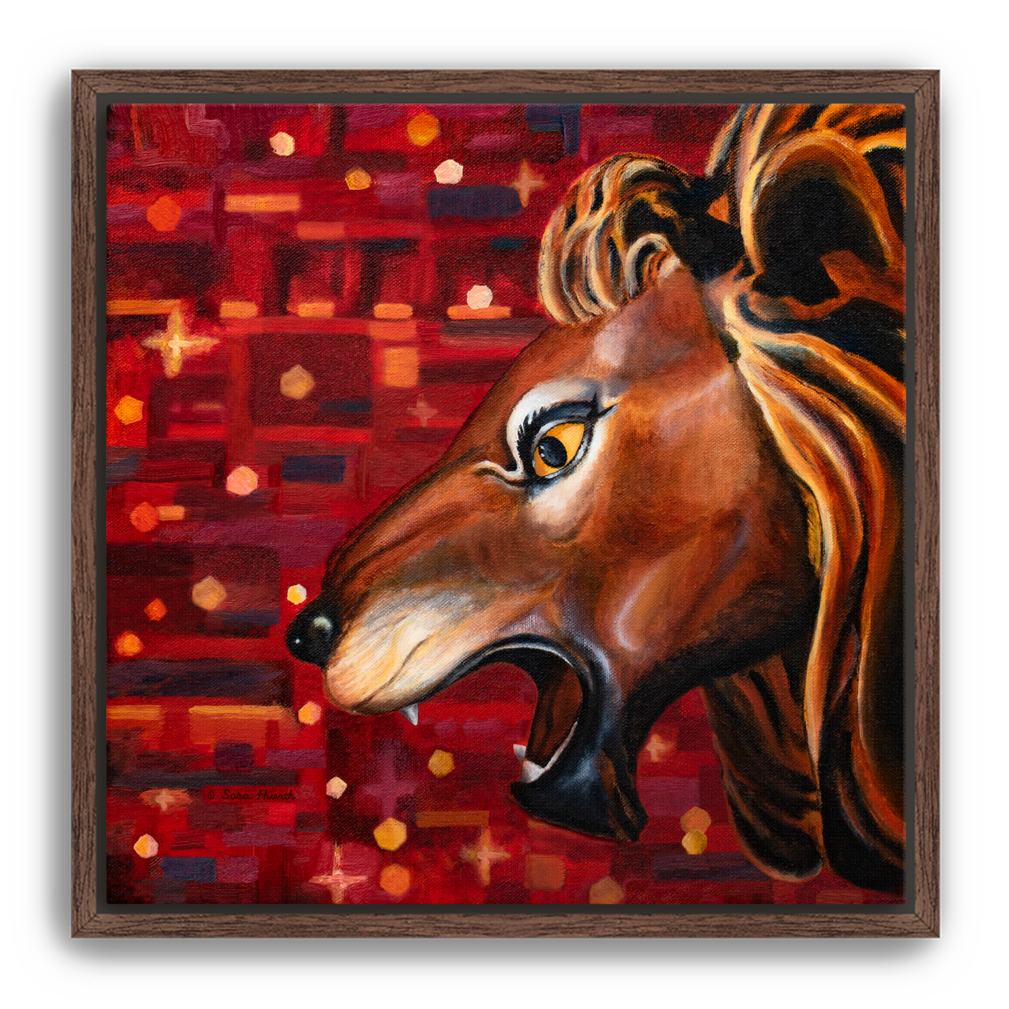 Carousel Lion Canvas Print, Framed