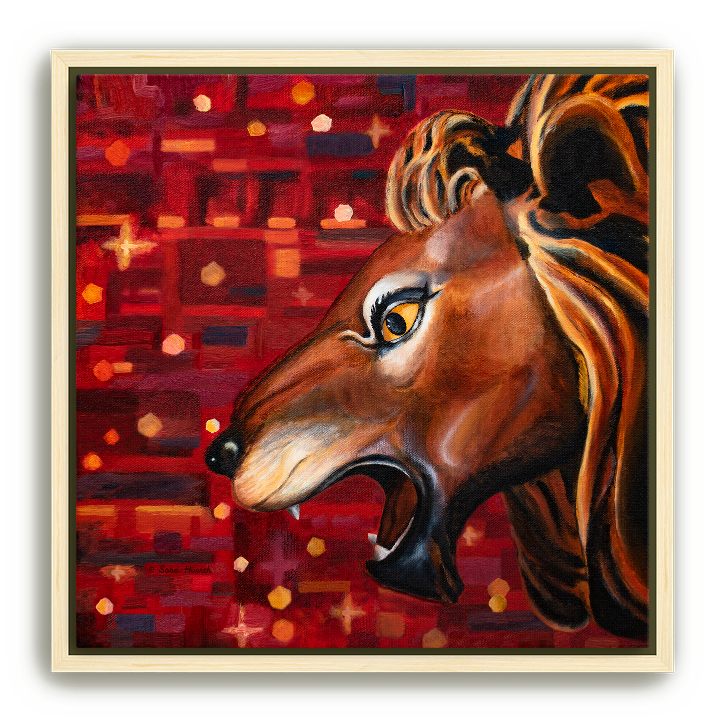 Carousel Lion Canvas Print, Framed