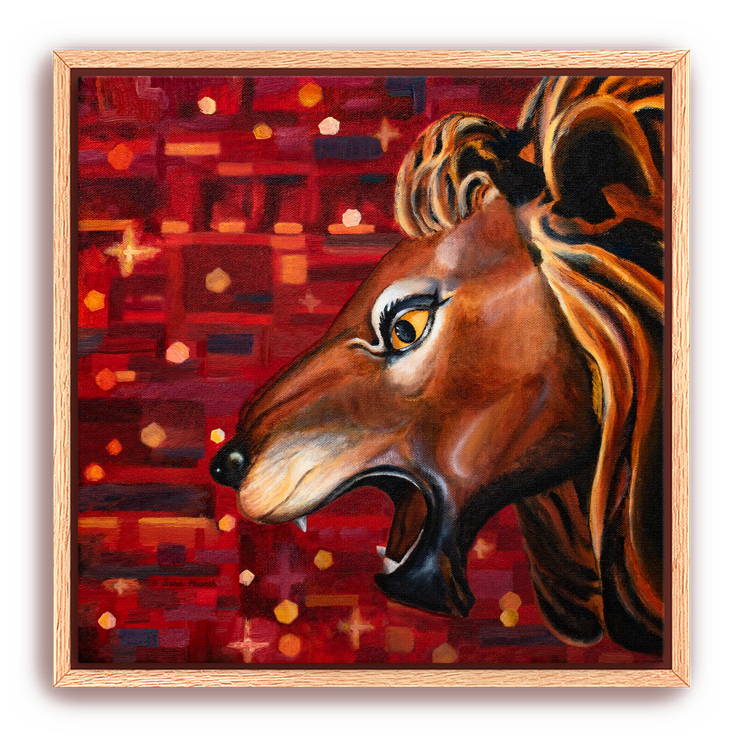 Carousel Lion Canvas Print, Framed