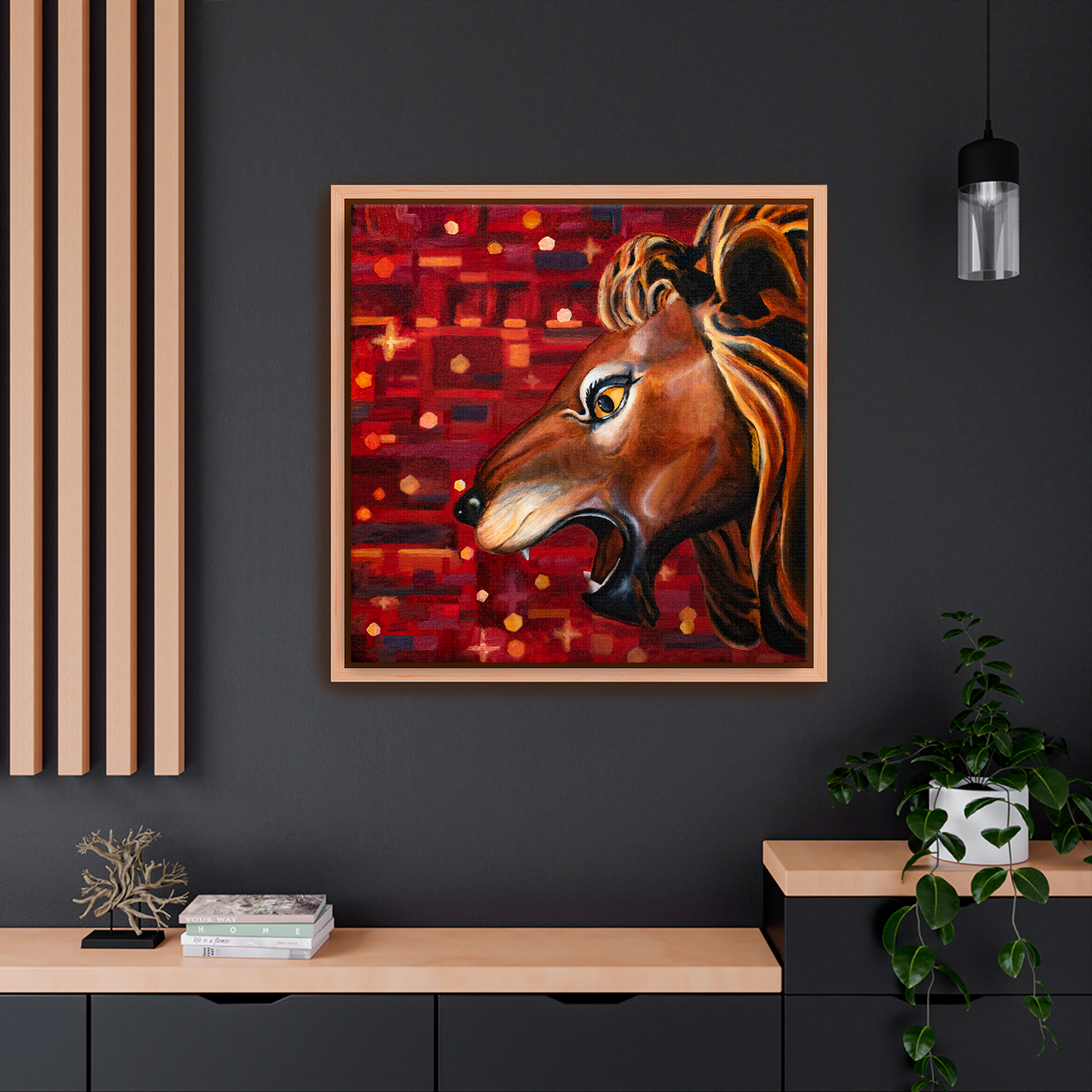 Carousel Lion Canvas Print, Framed