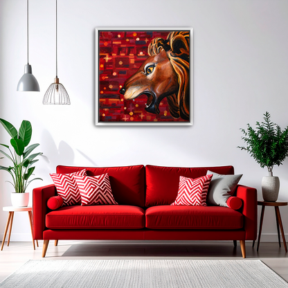 Carousel Lion Canvas Print, Framed