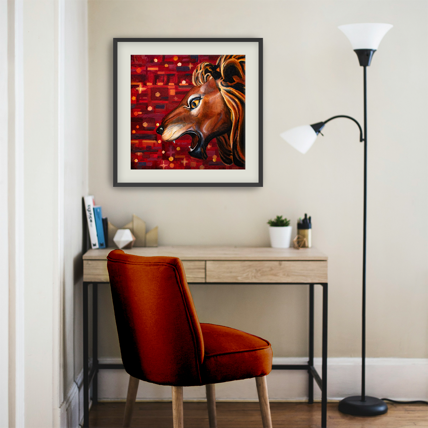 Carousel Lion Fine Art Paper Print, Mat & Frame