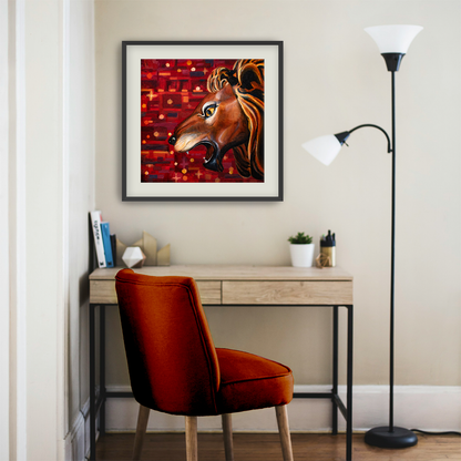Carousel Lion Fine Art Paper Print, Mat & Frame