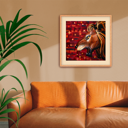 Carousel Lion Fine Art Paper Print, Mat & Frame