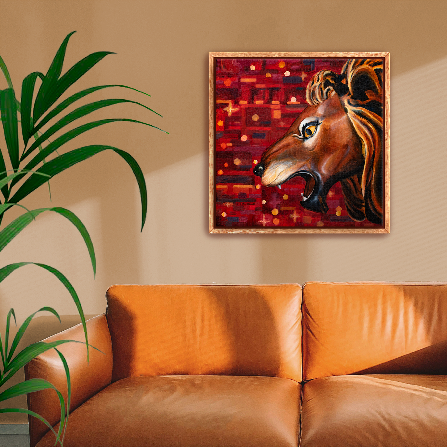 Carousel Lion Canvas Print, Framed