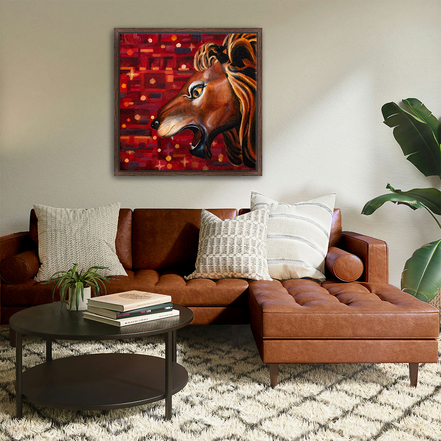 Carousel Lion Canvas Print, Framed