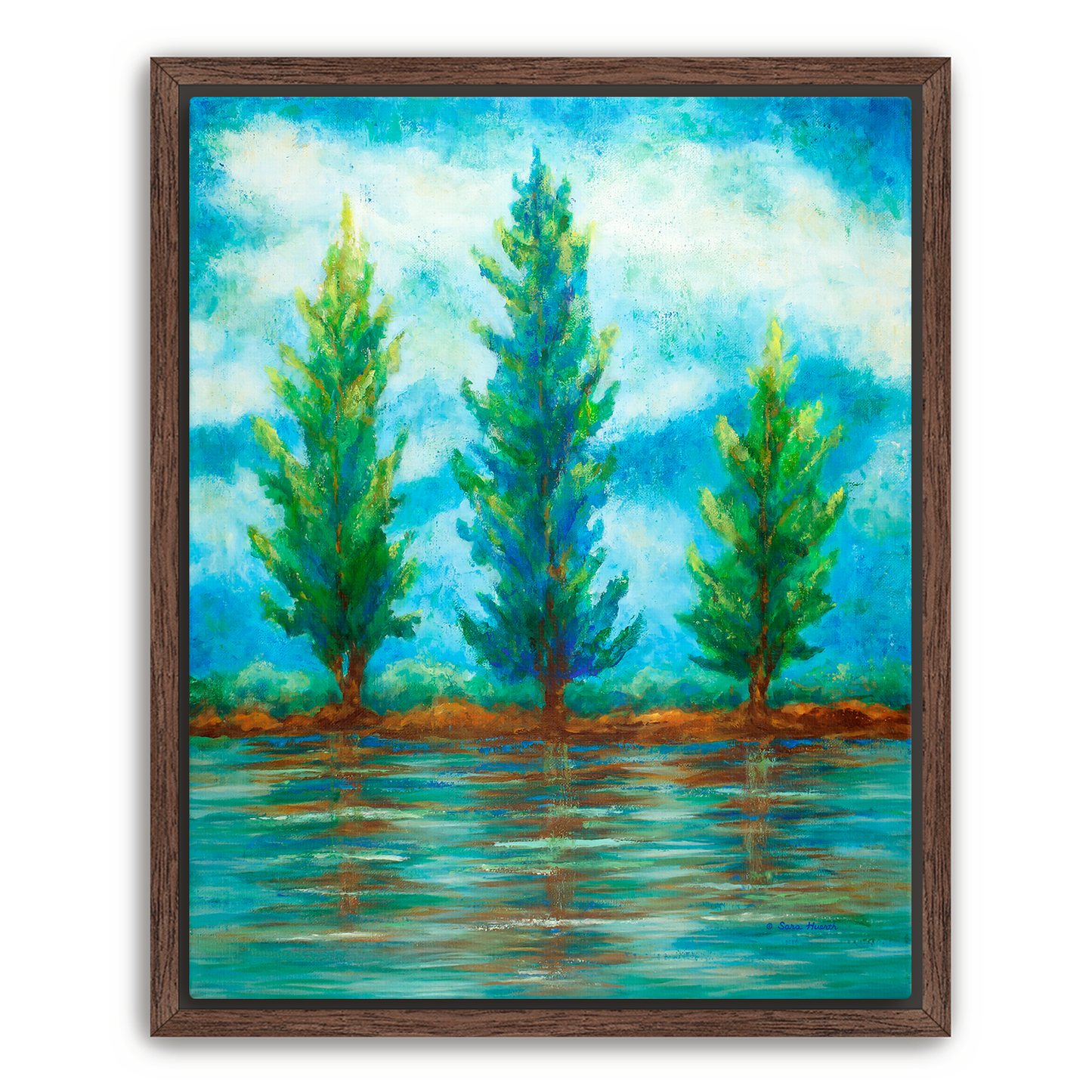 Three River Pines Canvas Print, Framed