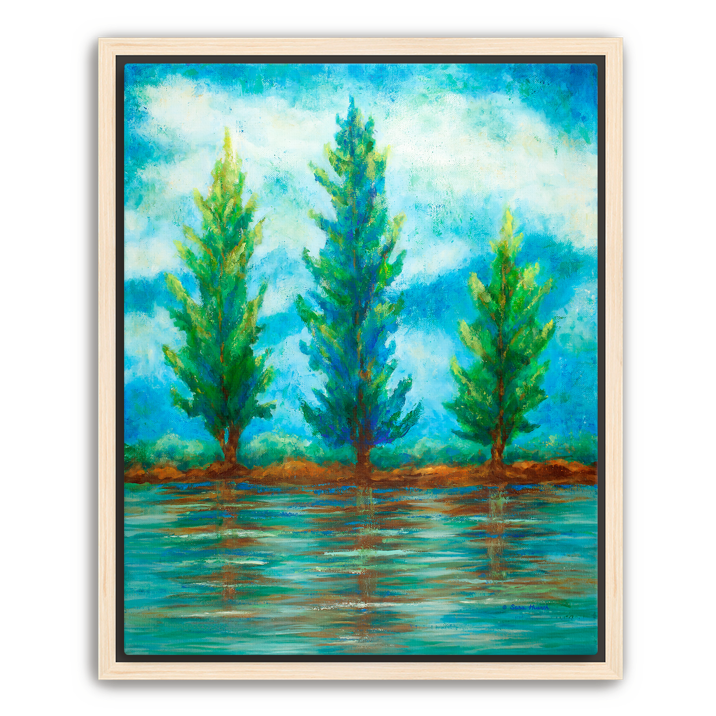 Three River Pines Canvas Print, Framed