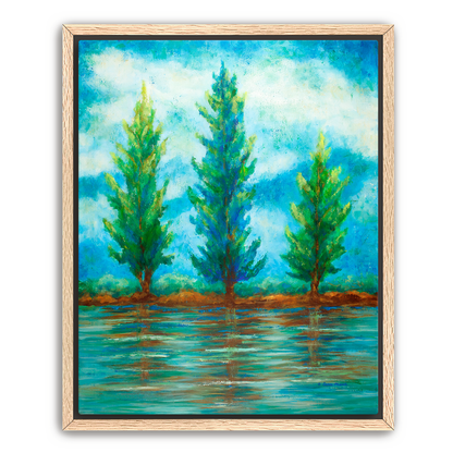 Three River Pines Canvas Print, Framed