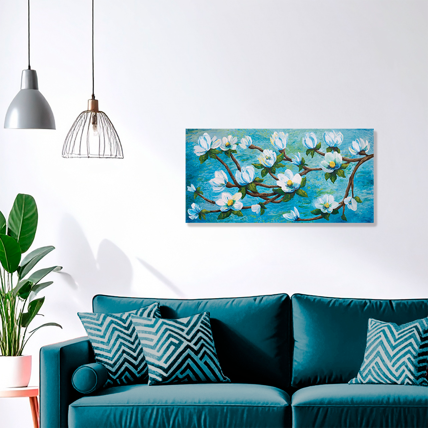Magnolia Over Water Canvas Print