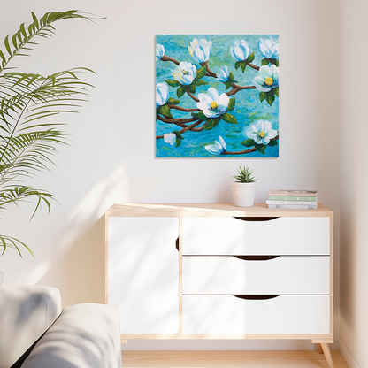 Magnolia Over Water Canvas Print