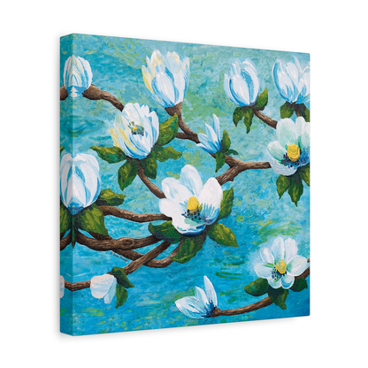 Magnolia Over Water Canvas Print